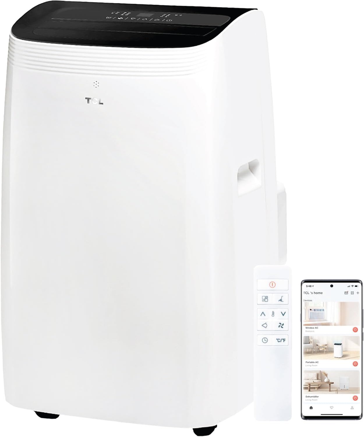 TCL 5,000 BTU Smart Portable Air Conditioner, Fan & Dehumidifier, 150 Sq. Ft., Ultra-Compact Design, Remote Control, Compatible with Alexa/Google Assistant, Install Kit Included