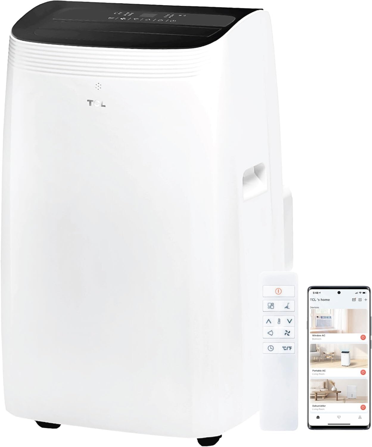 TCL 5,000 BTU Smart Portable Air Conditioner, Fan & Dehumidifier, 150 Sq. Ft., Ultra-Compact Design, Remote Control, Compatible with Alexa/Google Assistant, Install Kit Included