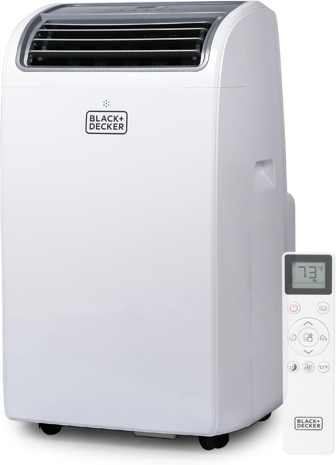 BLACK+DECKER Portable Air Conditioner, 12,000 BTU (8,000 BTU SACC) for Rooms up to 550 Sq. Ft., Portable AC with Follow Me Remote Control and Window Kit, BPACT12WT, White