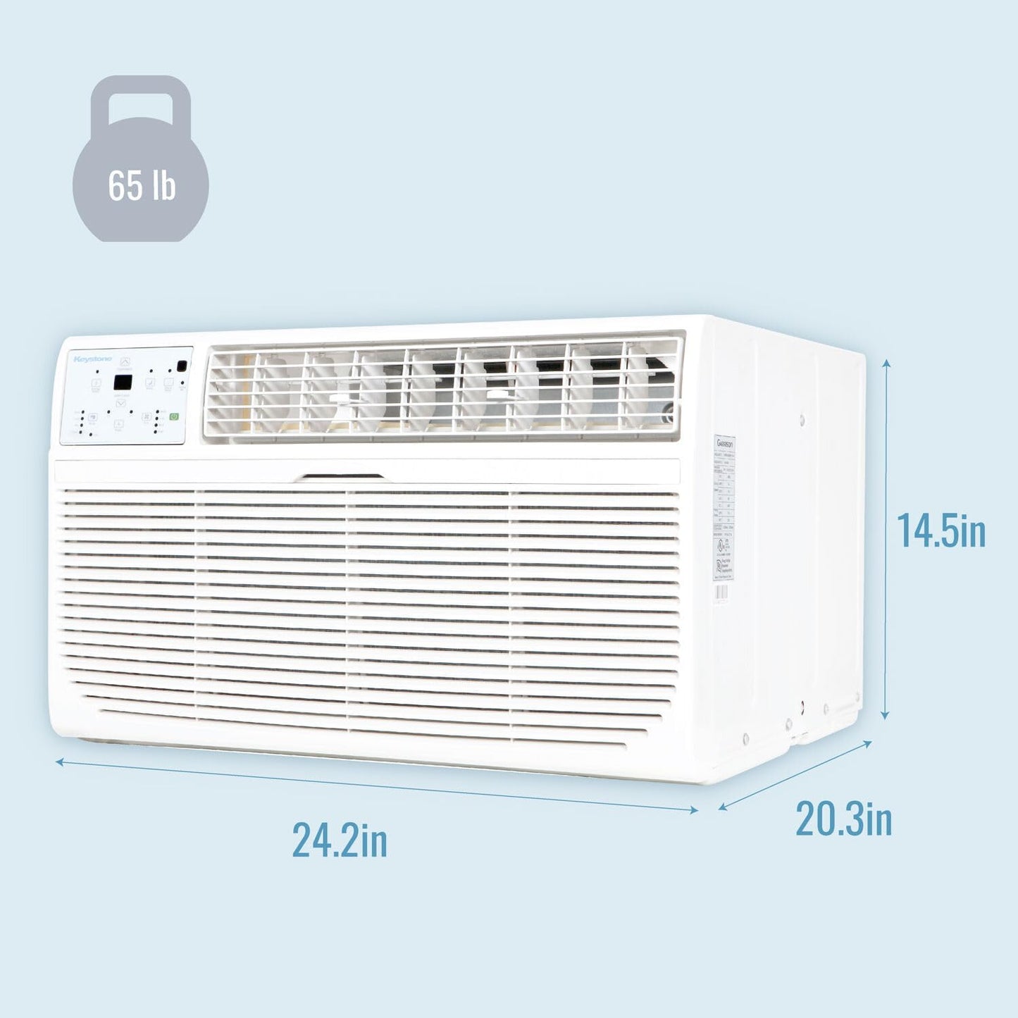 Keystone 8,000 BTU Wall Mounted Air Conditioner with Supplemental Heat and Dehumidifier Function, 115V, Wall AC for Small-Medium Sized Rooms up to 350 Sq.Ft. with Remote, Quiet, High Efficiency AC