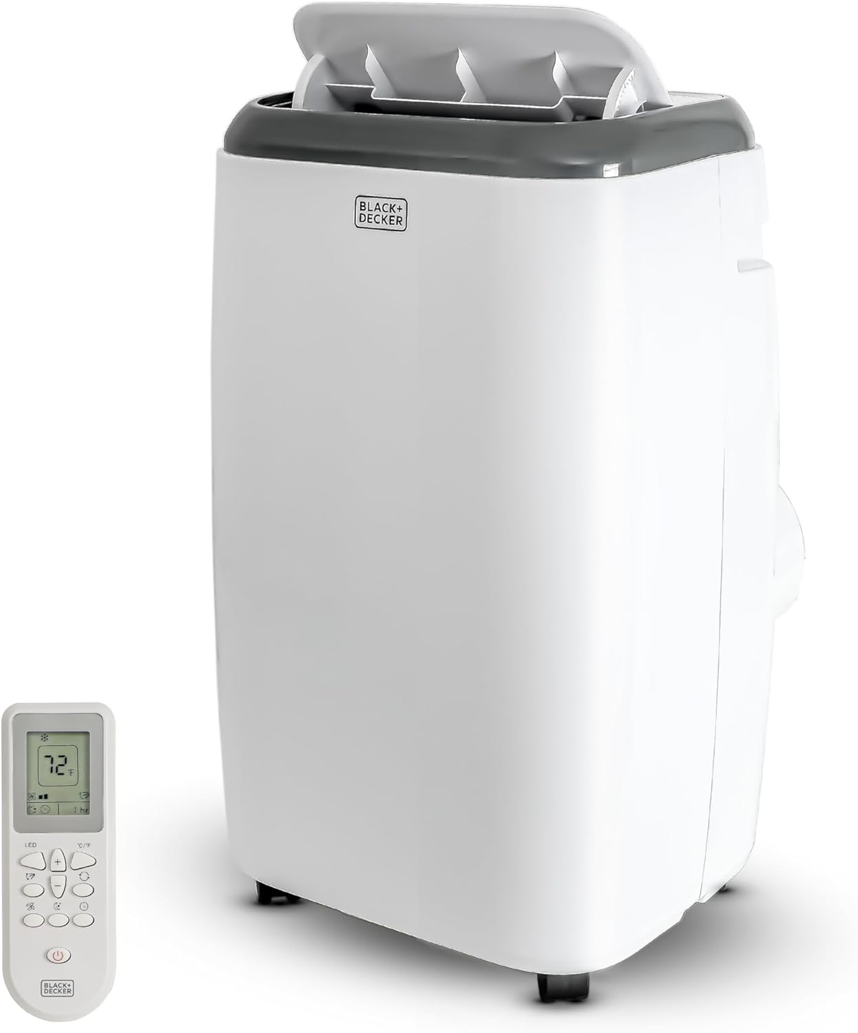 BLACK+DECKER Portable Air Conditioner, 12,000 BTU (8,000 BTU SACC) for Rooms up to 550 Sq. Ft., Portable AC with Follow Me Remote Control and Window Kit, BPACT12WT, White