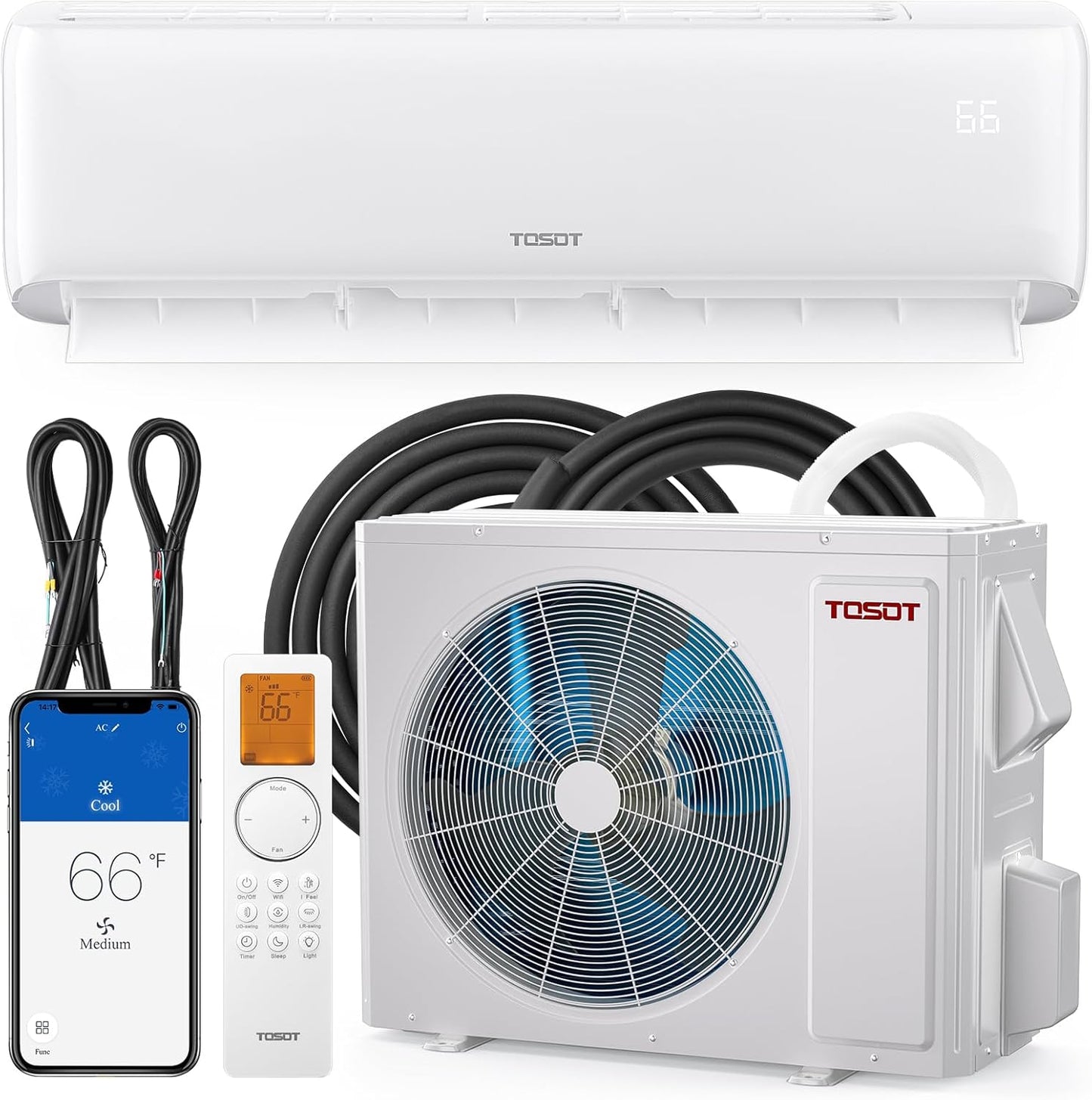 TOSOT 9,000 BTU Mini-Split Air Conditioner, Wifi Enabled Ductless Inverter Split System AC Unit Heating System, Compatible with Alexa - 20.5 SEER2 230V
