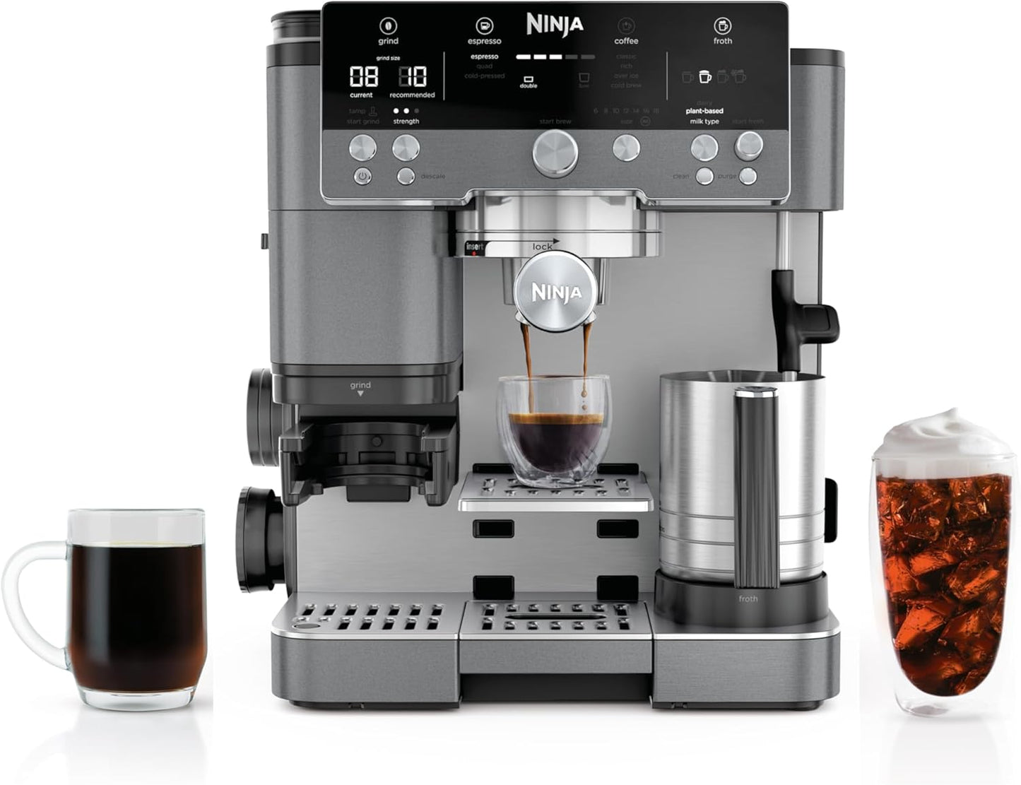 Ninja | Espresso Machine and Drip Coffee Maker| Luxe Café Premier Series | Integrated Coffee Grinder, Milk Frother, Assisted Tamper & Built-In Espresso Accessory Storage | Stainless Steel | ES601