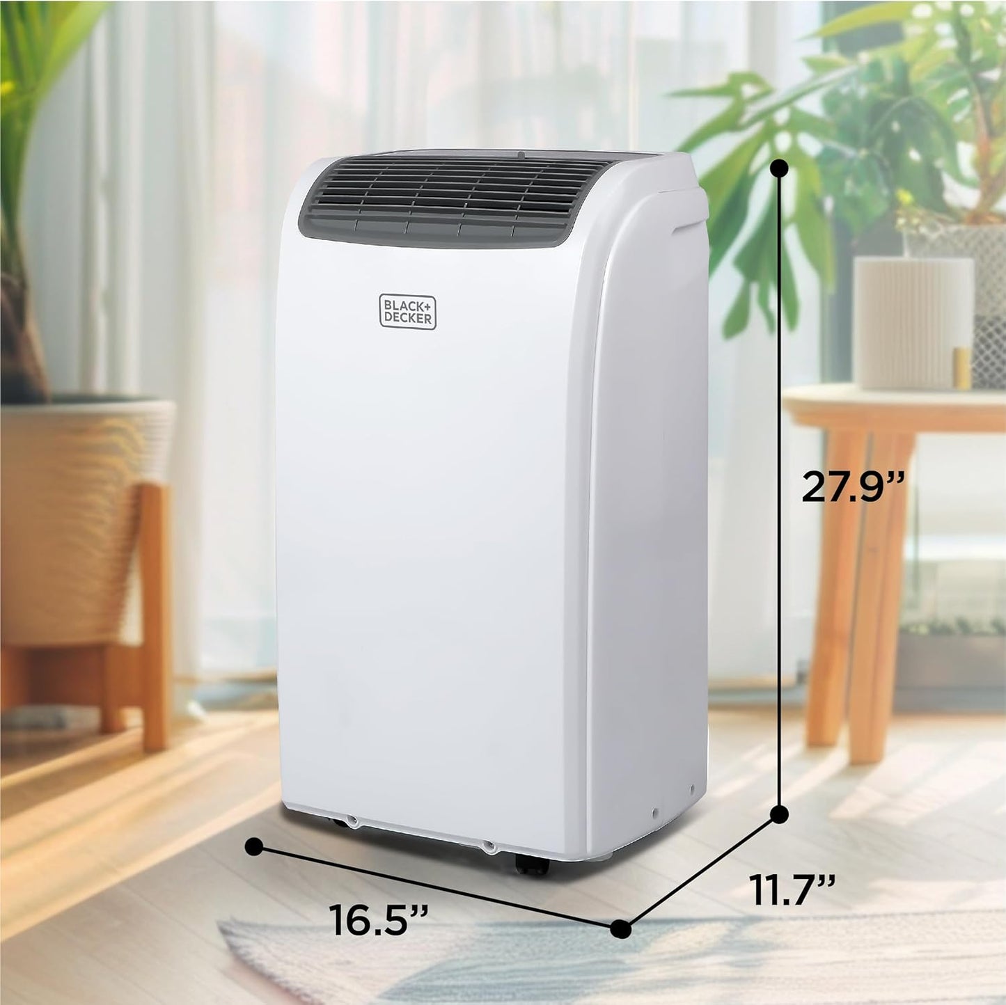 BLACK+DECKER Portable Air Conditioner, 12,000 BTU (8,000 BTU SACC) for Rooms up to 550 Sq. Ft., Portable AC with Follow Me Remote Control and Window Kit, BPACT12WT, White