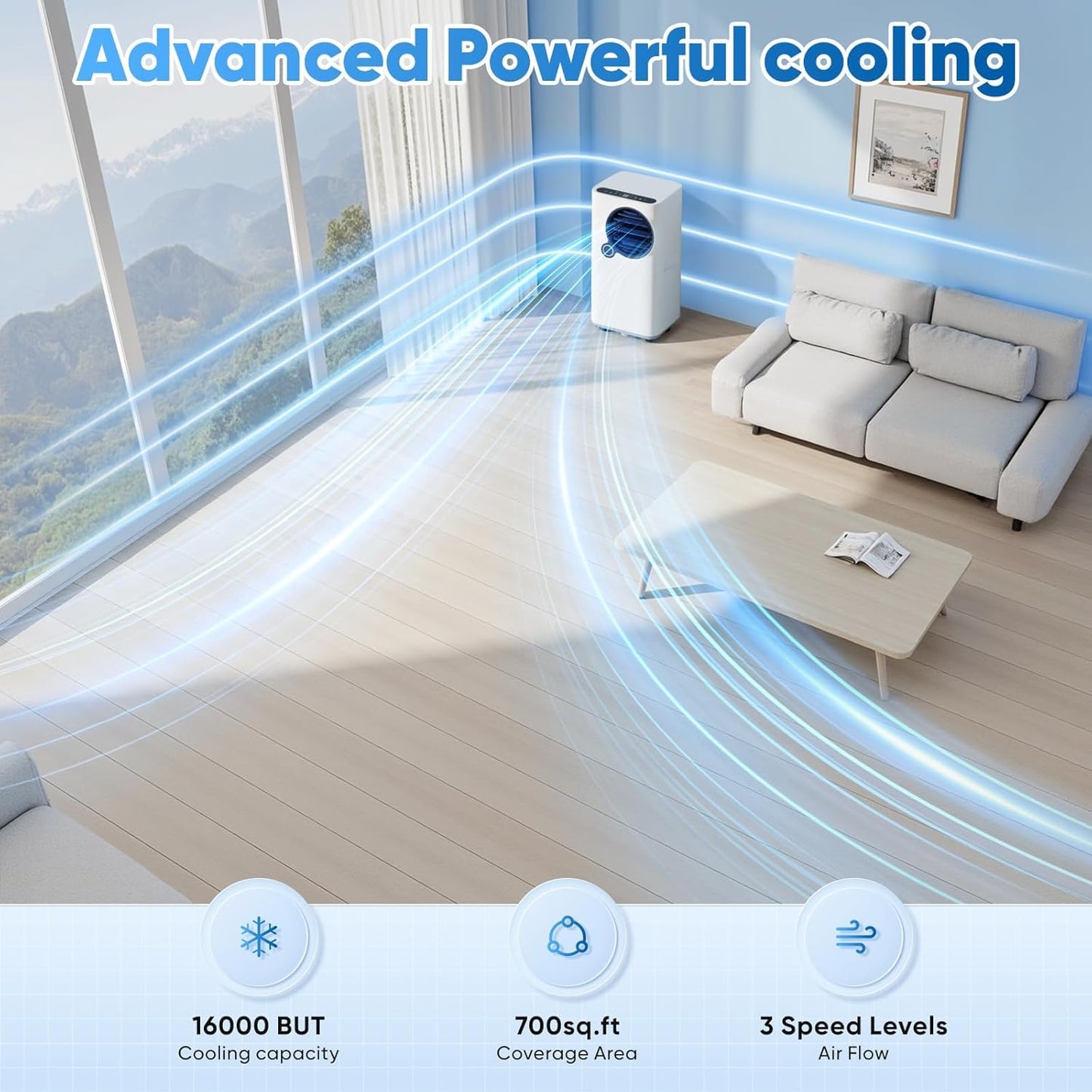 Portable Air Conditioners, 16000 btu Smart AC Unit with Cooling/Dehumidifier/Fan, APP/Remote Control 24h Timer Air Conditioner for Room Indoors