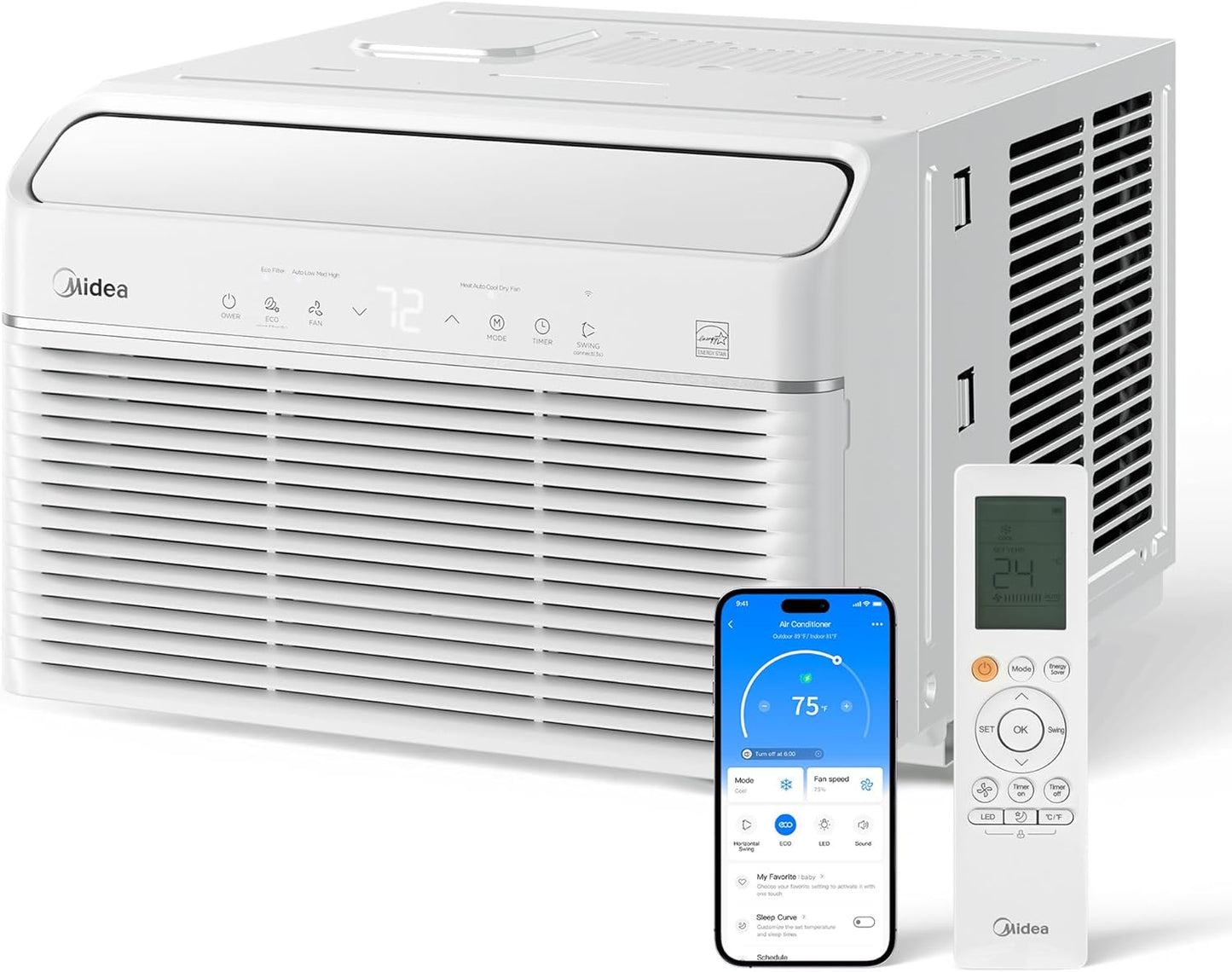 Midea 5,000 BTU EasyCool Small Window Air Conditioner - Cool up to 150 Sq. Ft. with Easy-to-Use Mechanical Controls and Reusable Filter, Perfect for Small Bedroom, Living Room, Home Office