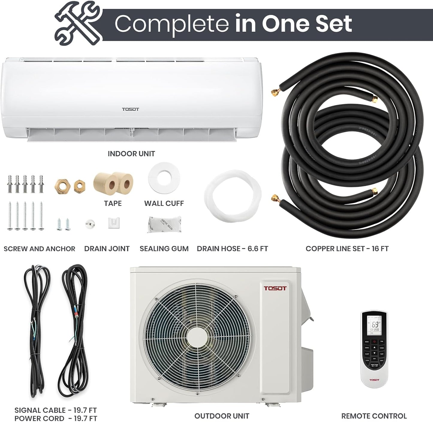 TOSOT 9,000 BTU Mini-Split Air Conditioner, Wifi Enabled Ductless Inverter Split System AC Unit Heating System, Compatible with Alexa - 20.5 SEER2 230V