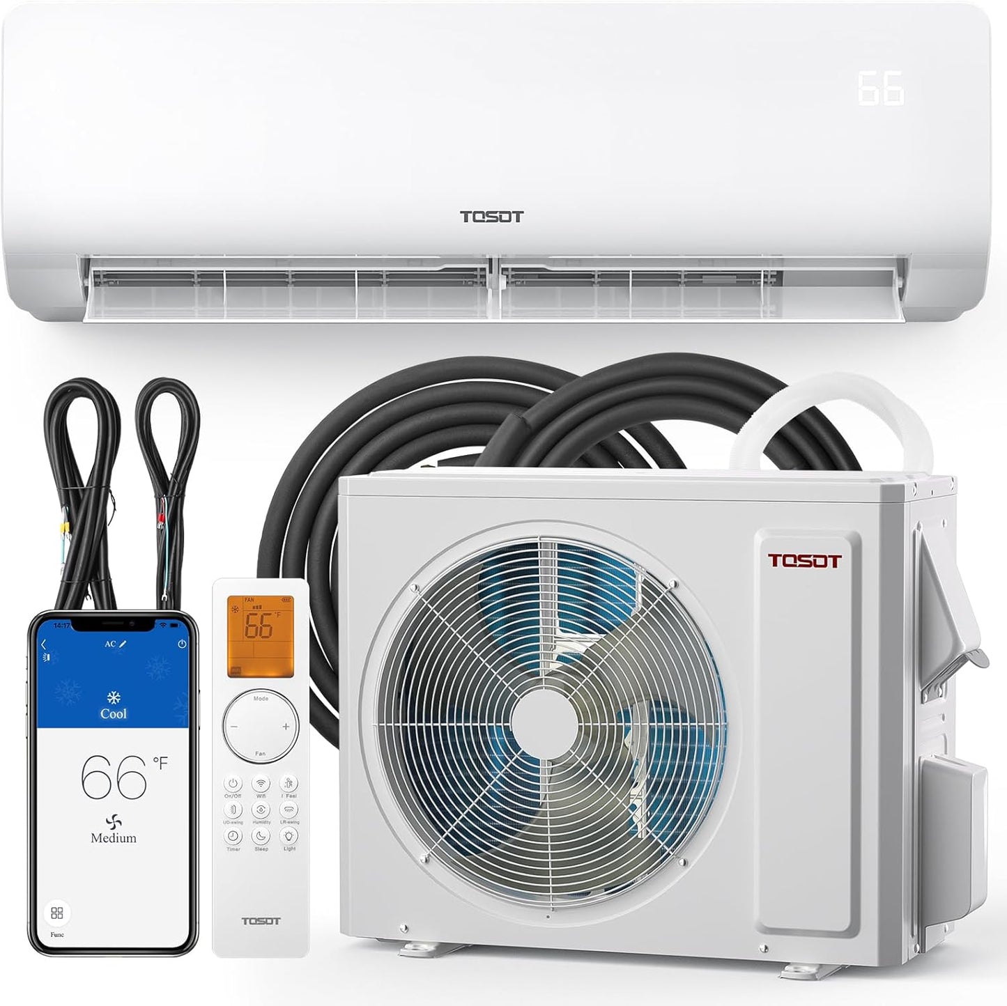 TOSOT 9,000 BTU Mini-Split Air Conditioner, Wifi Enabled Ductless Inverter Split System AC Unit Heating System, Compatible with Alexa - 20.5 SEER2 230V