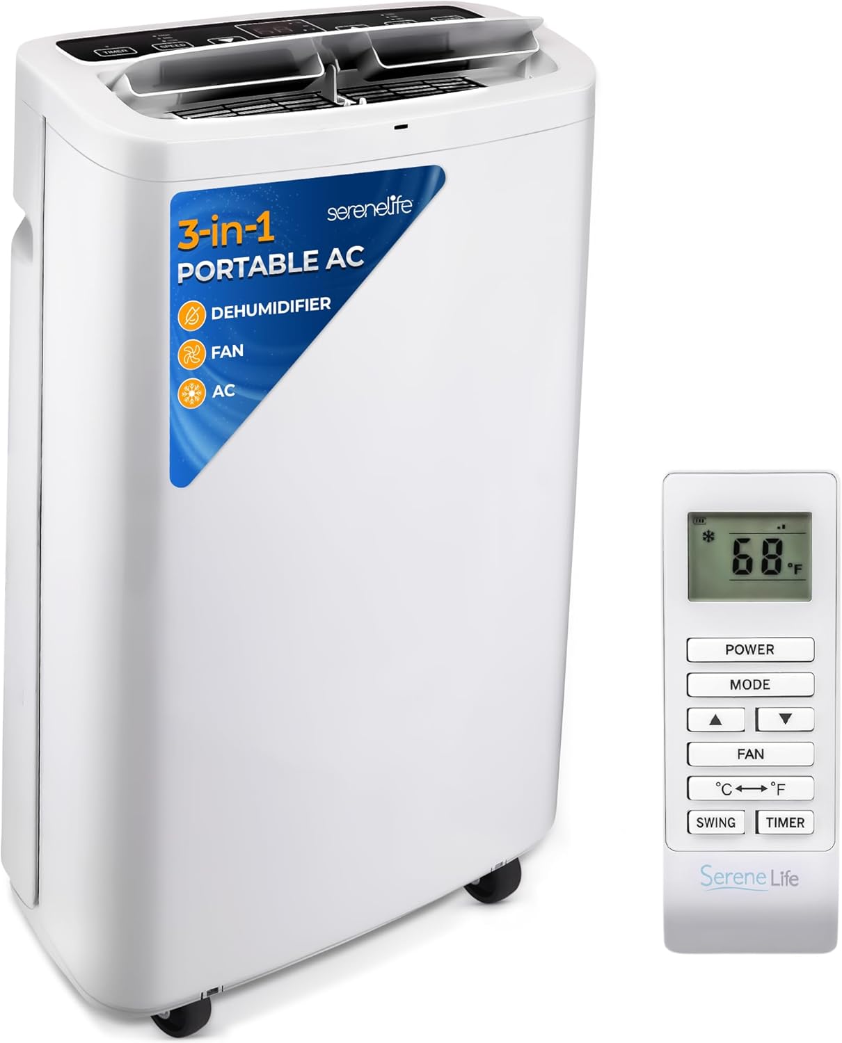 3-in-1 Portable Air Conditioner with Built-in Dehumidifier Function,Fan Mode, Remote Control, Complete Window Mount Exhaust Kit