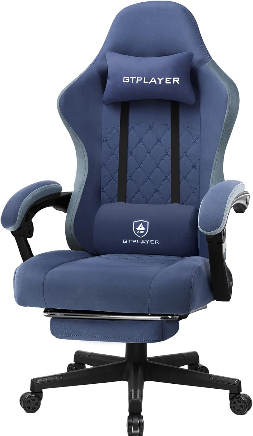 GTPLAYER Gaming Chair, Computer Office Chair with Pocket Spring Cushion, Linkage Armrests and Footrest, High Back Ergonomic Computer Chair with Lumbar Support Task Chair with Footrest(Black)