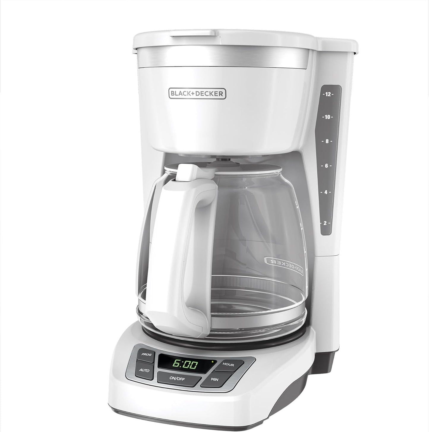 BLACK+DECKER 12-Cup Digital Coffee Maker, Programmable, Washable Basket Filter, Sneak-A-Cup, Auto Brew, Water Window, Keep Hot Plate, Black