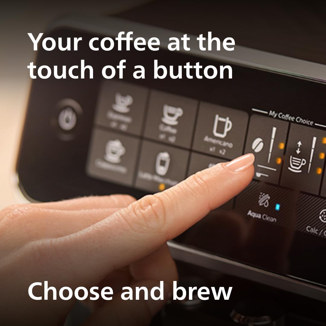 Philips 3200 Series Fully Automatic Espresso Machine, LatteGo Milk Frother, 5 Coffee Varieties, Intuitive Touch Display, 100% Ceramic Grinder, AquaClean Filter, My Coffee Choice, Black (EP3241/54)