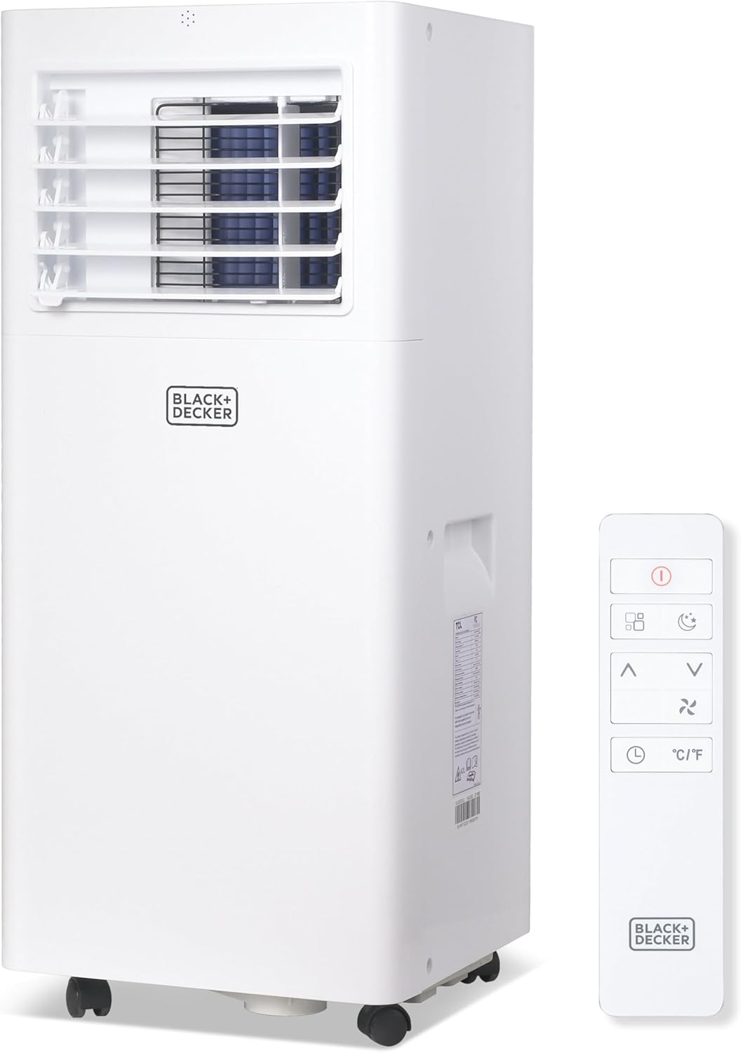 BLACK+DECKER Portable Air Conditioner, 12,000 BTU (8,000 BTU SACC) for Rooms up to 550 Sq. Ft., Portable AC with Follow Me Remote Control and Window Kit, BPACT12WT, White