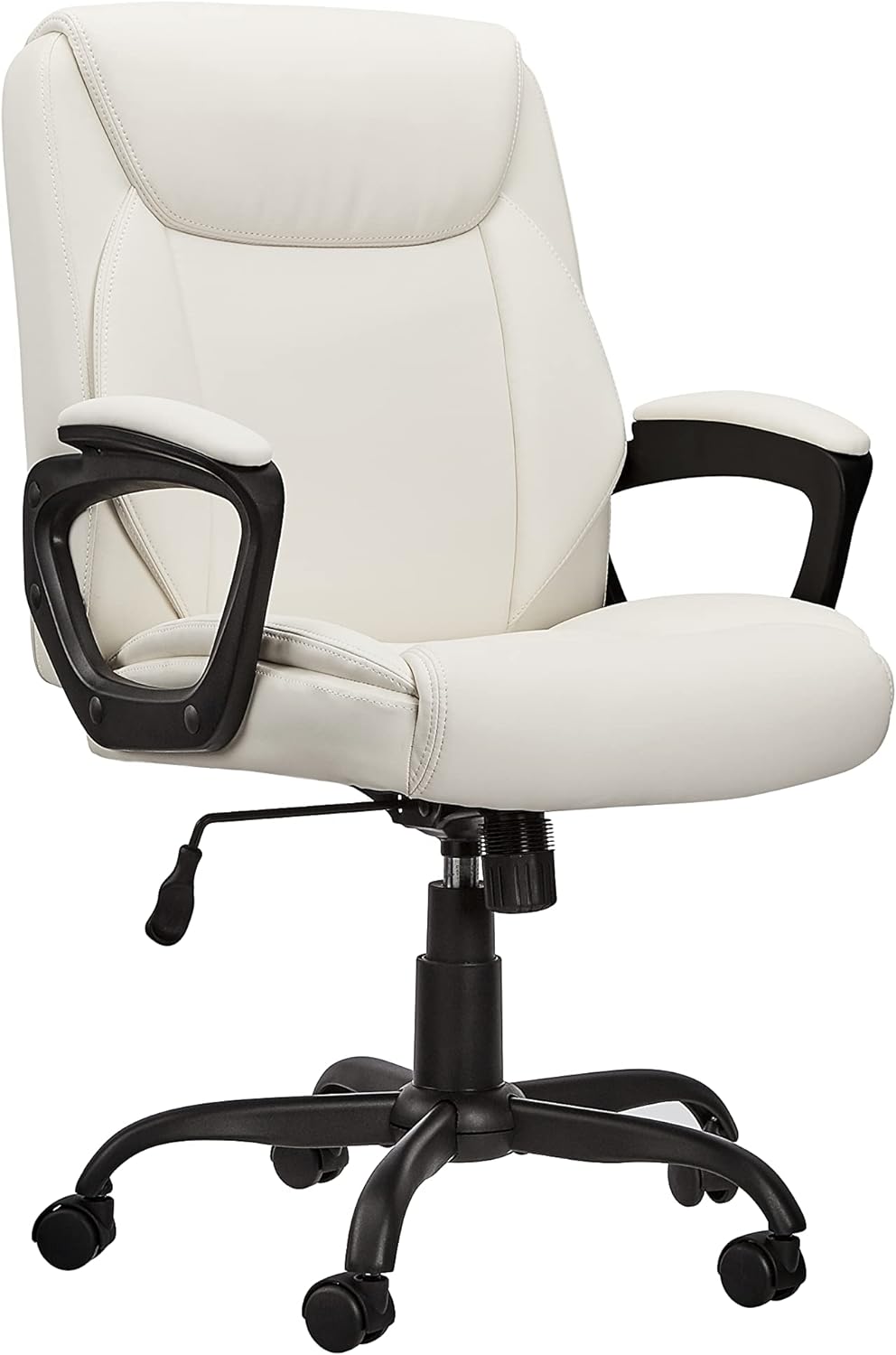 Amazon Basics Classic Puresoft PU Padded Mid-Back Height Adjustable Office Computer Desk Chair with Armrest, 26"D x 23.75"W x 42"H, Black
