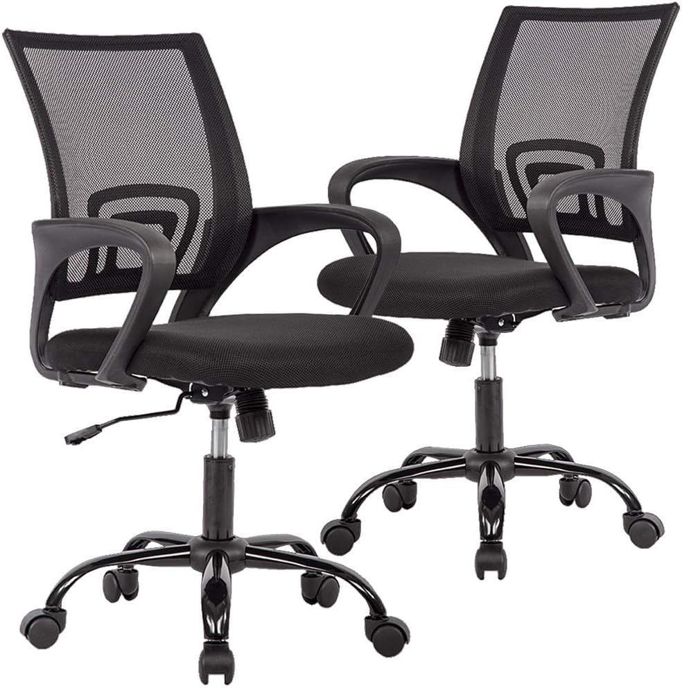 BestOffice Office Chair Ergonomic Cheap Desk Chair Mesh Computer Chair Lumbar Support Modern Executive Adjustable Stool Rolling Swivel Chair for Back Pain (Black)