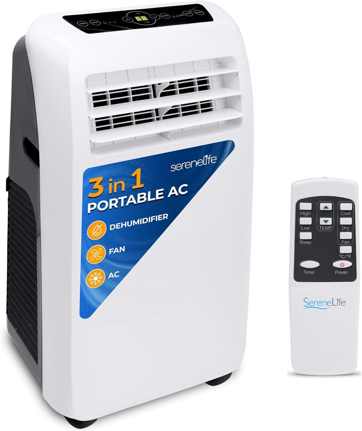 3-in-1 Portable Air Conditioner with Built-in Dehumidifier Function,Fan Mode, Remote Control, Complete Window Mount Exhaust Kit