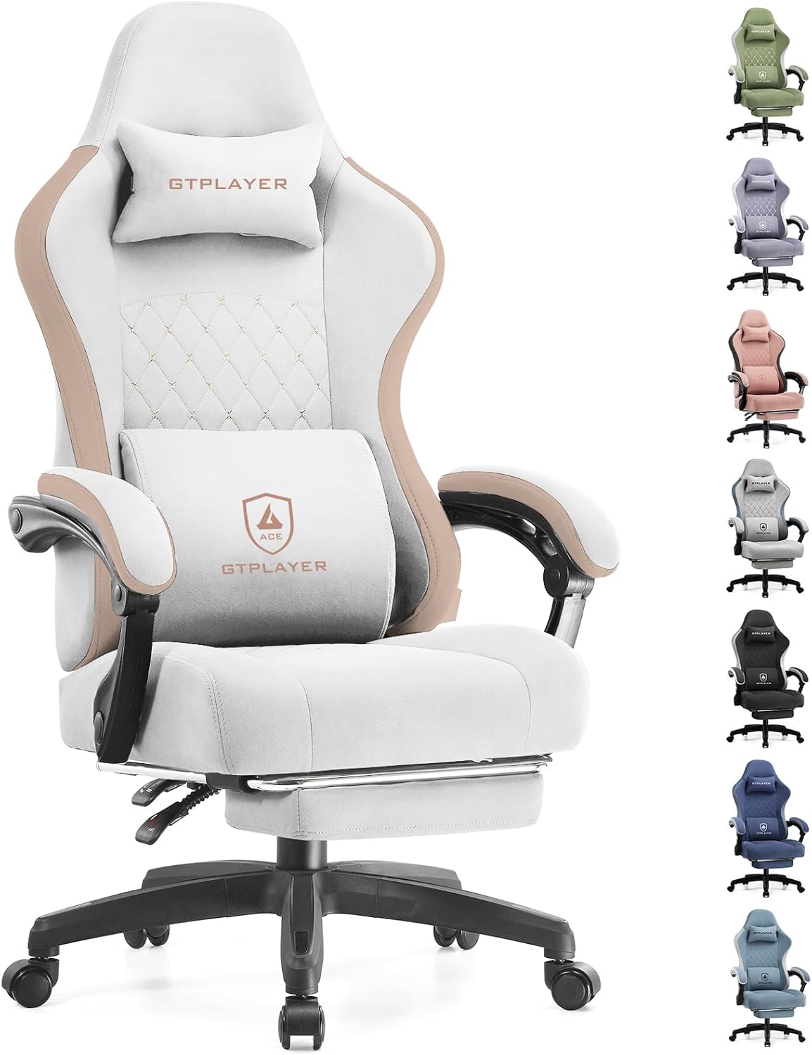 GTPLAYER Gaming Chair, Computer Office Chair with Pocket Spring Cushion, Linkage Armrests and Footrest, High Back Ergonomic Computer Chair with Lumbar Support Task Chair with Footrest(Black)