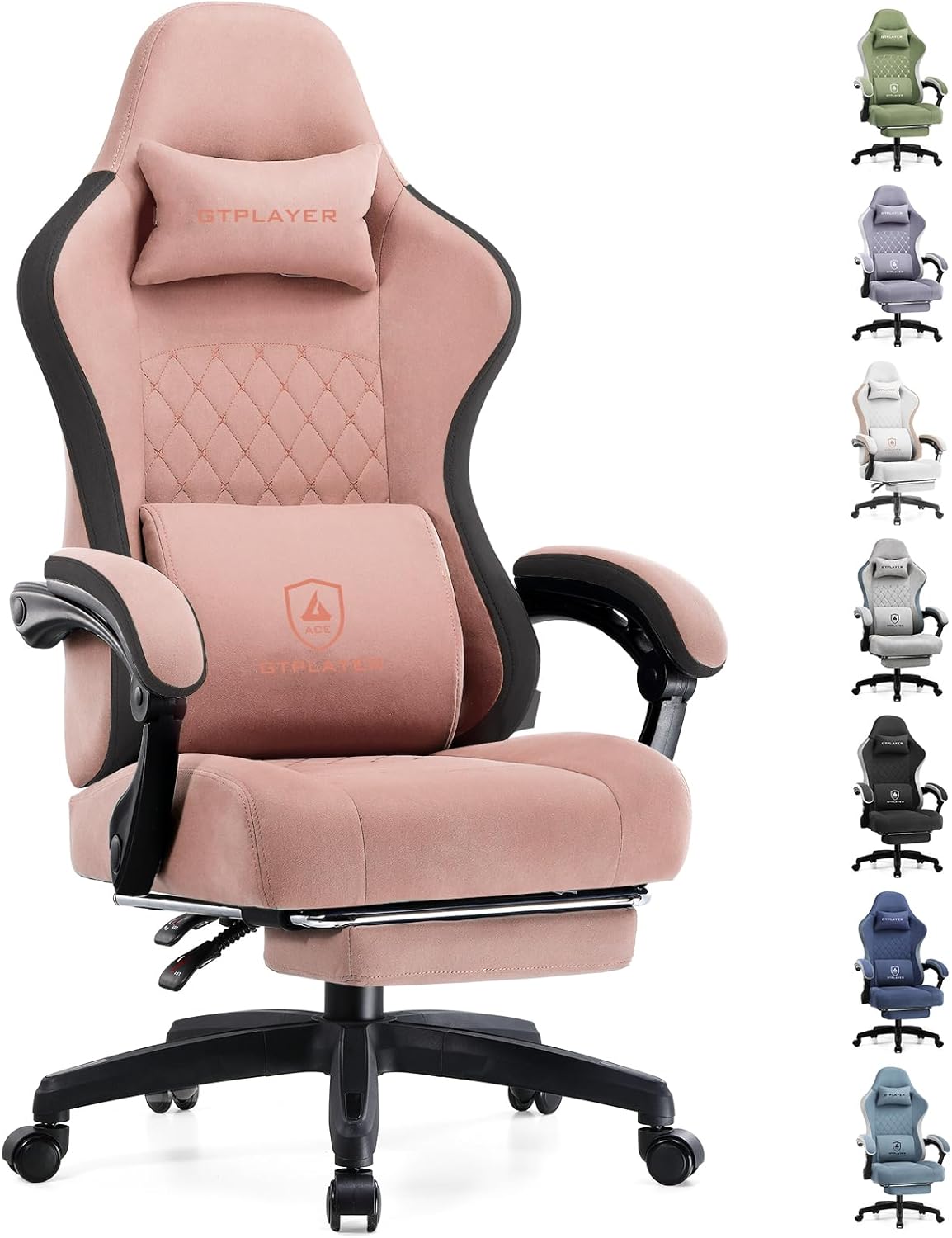 GTPLAYER Gaming Chair, Computer Office Chair with Pocket Spring Cushion, Linkage Armrests and Footrest, High Back Ergonomic Computer Chair with Lumbar Support Task Chair with Footrest(Black)
