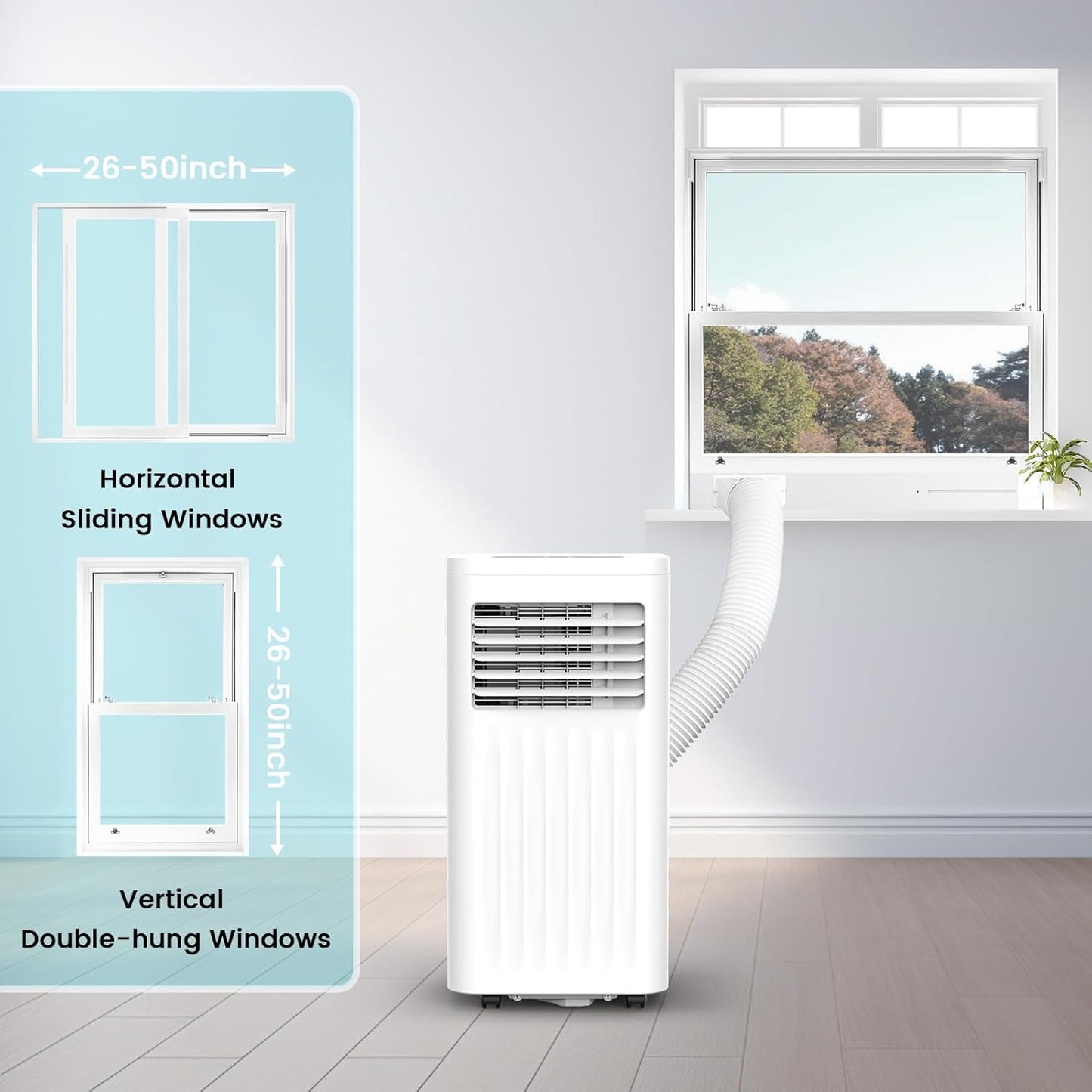 Antarctic Star Portable Air Conditioners 8,000 BTU, Small Portable AC with Cooling, Fan, Dehumidifier Function, Room AC Unit with 24H Timer, Cooling up to 350 Sq.Ft. Window Kit Panel
