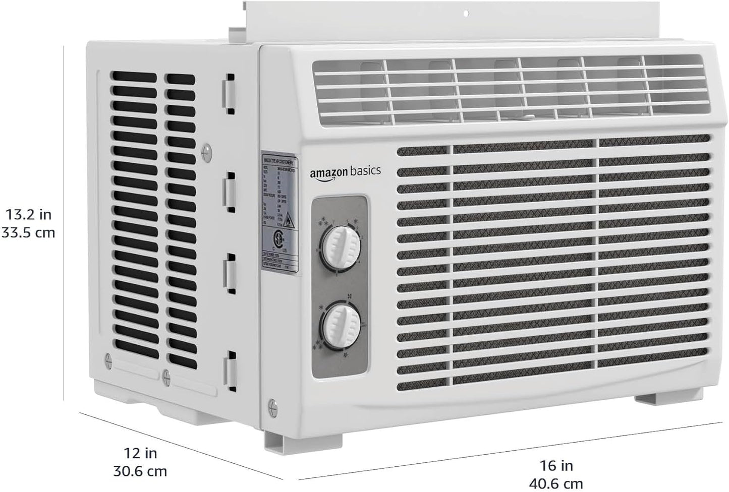 Amazon Basics 5000-BTU Small Window Air Conditioner, Up to 150 Sqf, Window AC Units with Cool and Fan Functions, Washable Filter, Adjustable Window Kit, Intuitive Mechanical Controls, White