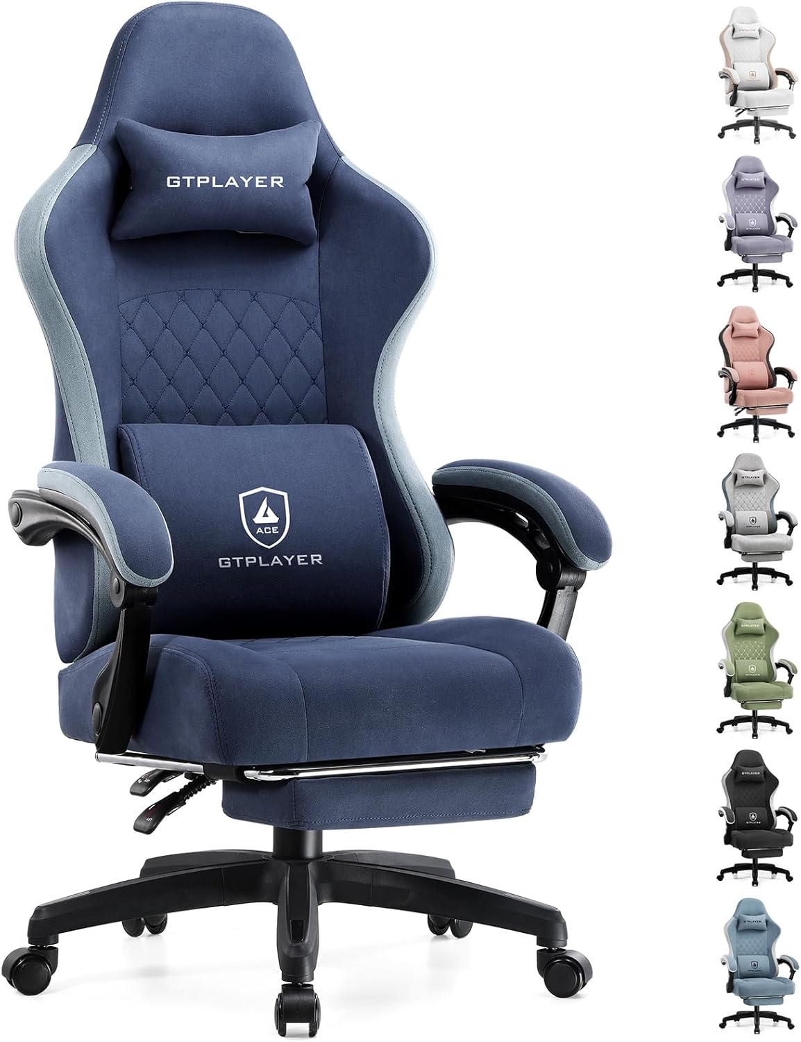 GTPLAYER Gaming Chair, Computer Office Chair with Pocket Spring Cushion, Linkage Armrests and Footrest, High Back Ergonomic Computer Chair with Lumbar Support Task Chair with Footrest(Black)