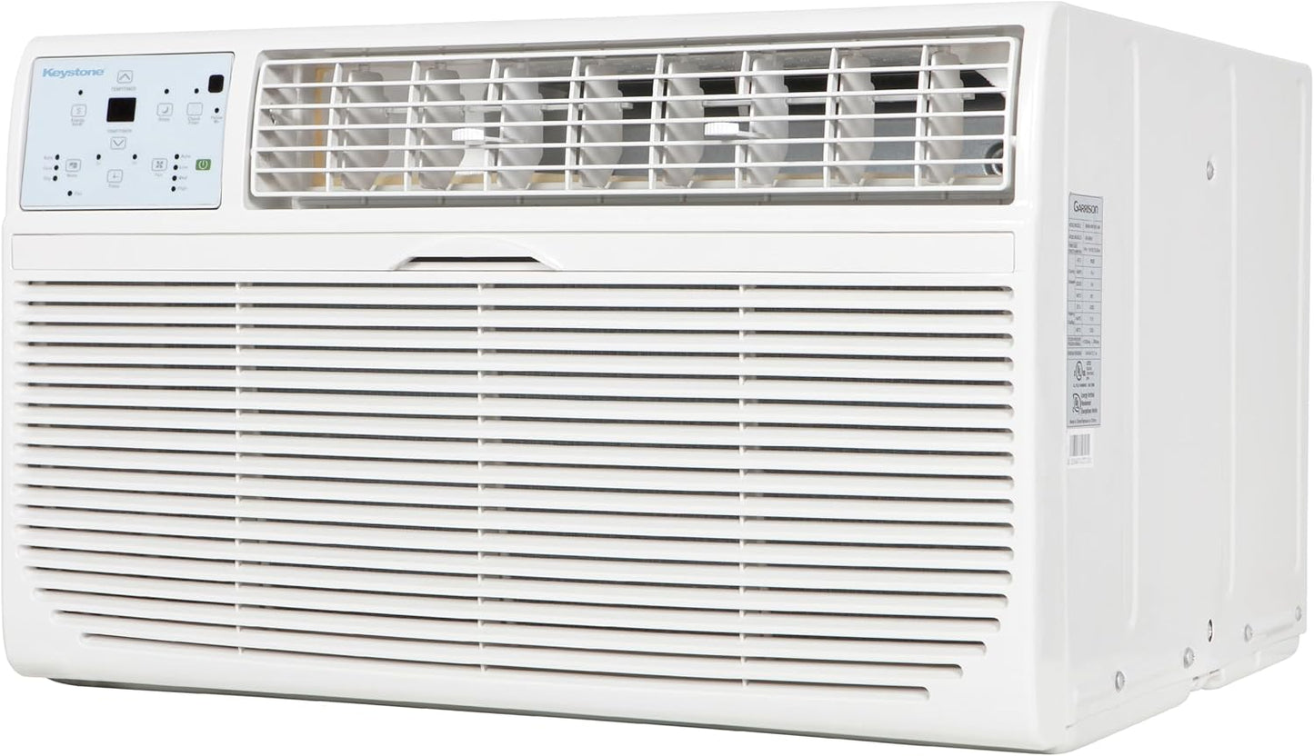 Keystone 8,000 BTU Wall Mounted Air Conditioner with Supplemental Heat and Dehumidifier Function, 115V, Wall AC for Small-Medium Sized Rooms up to 350 Sq.Ft. with Remote, Quiet, High Efficiency AC