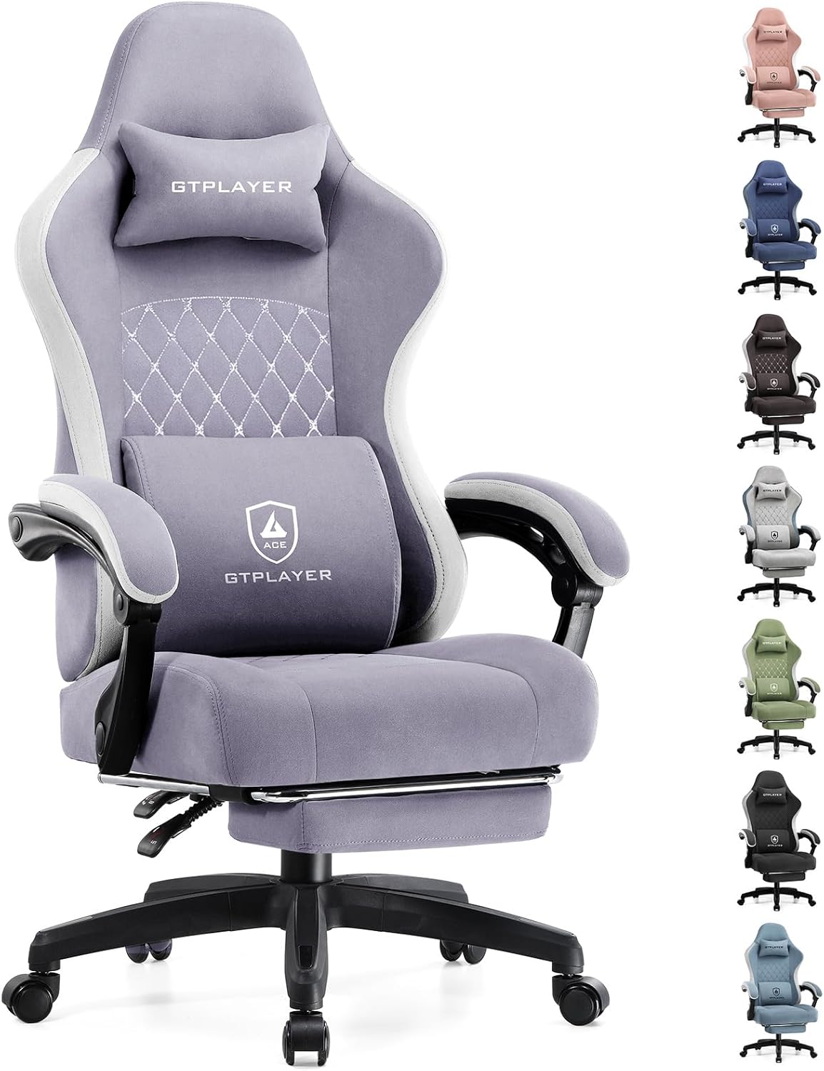 GTPLAYER Gaming Chair, Computer Office Chair with Pocket Spring Cushion, Linkage Armrests and Footrest, High Back Ergonomic Computer Chair with Lumbar Support Task Chair with Footrest(Black)