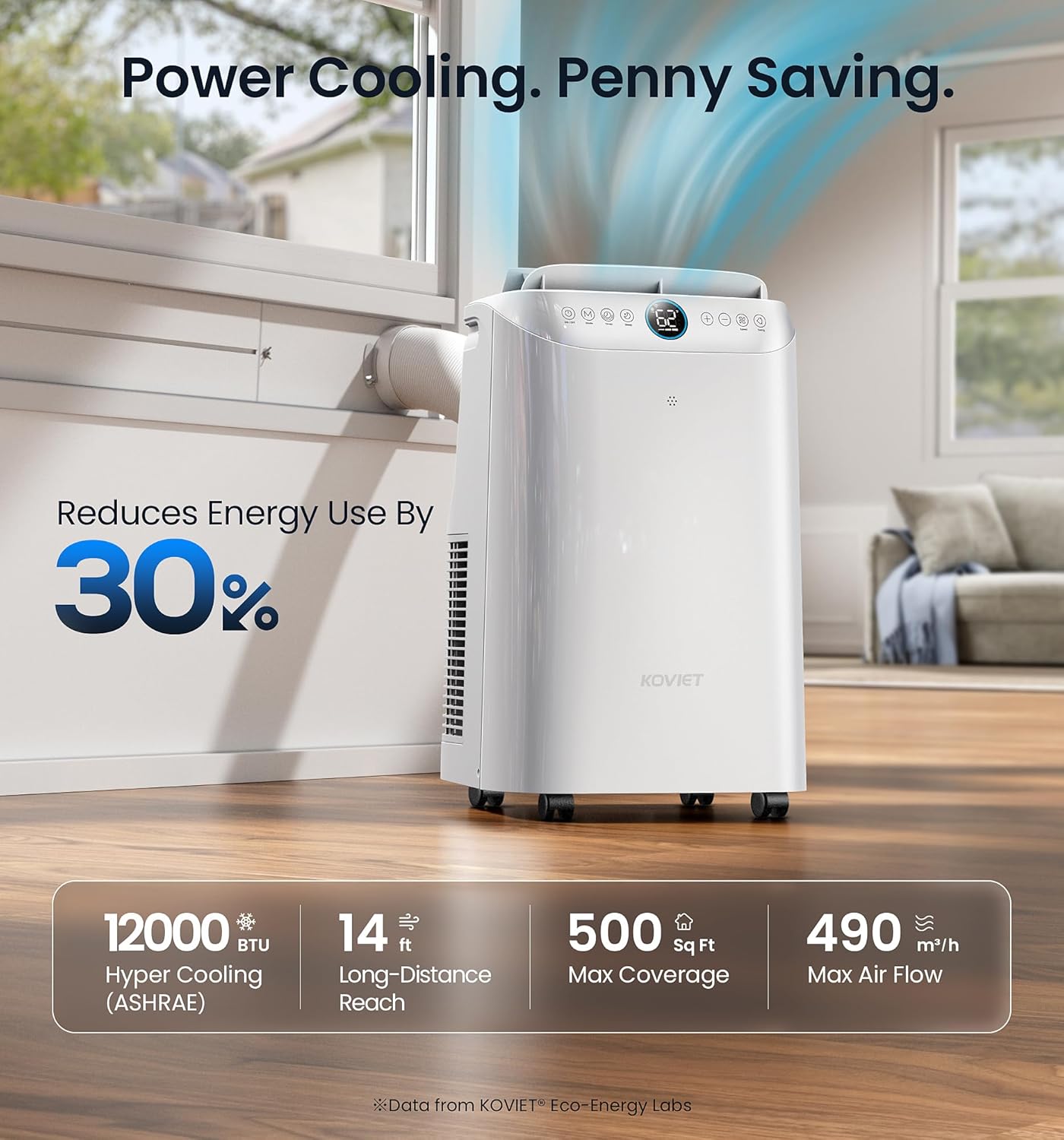 12000 BTU Portable Air Conditioners, 6-IN-1 Wi-Fi Smart AC Unit with APP & Voice & Remote Control, Auto-Evaporation, Quiet Cooling, 24H Timer, Dehumidifier, Fan, Window Kit Included, White