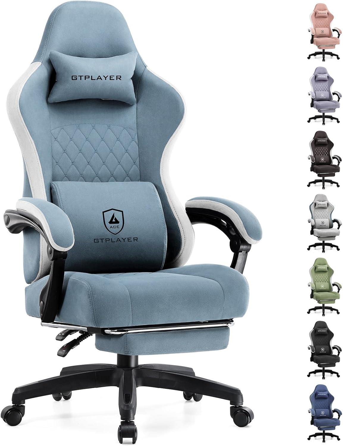 GTPLAYER Gaming Chair, Computer Office Chair with Pocket Spring Cushion, Linkage Armrests and Footrest, High Back Ergonomic Computer Chair with Lumbar Support Task Chair with Footrest(Black)