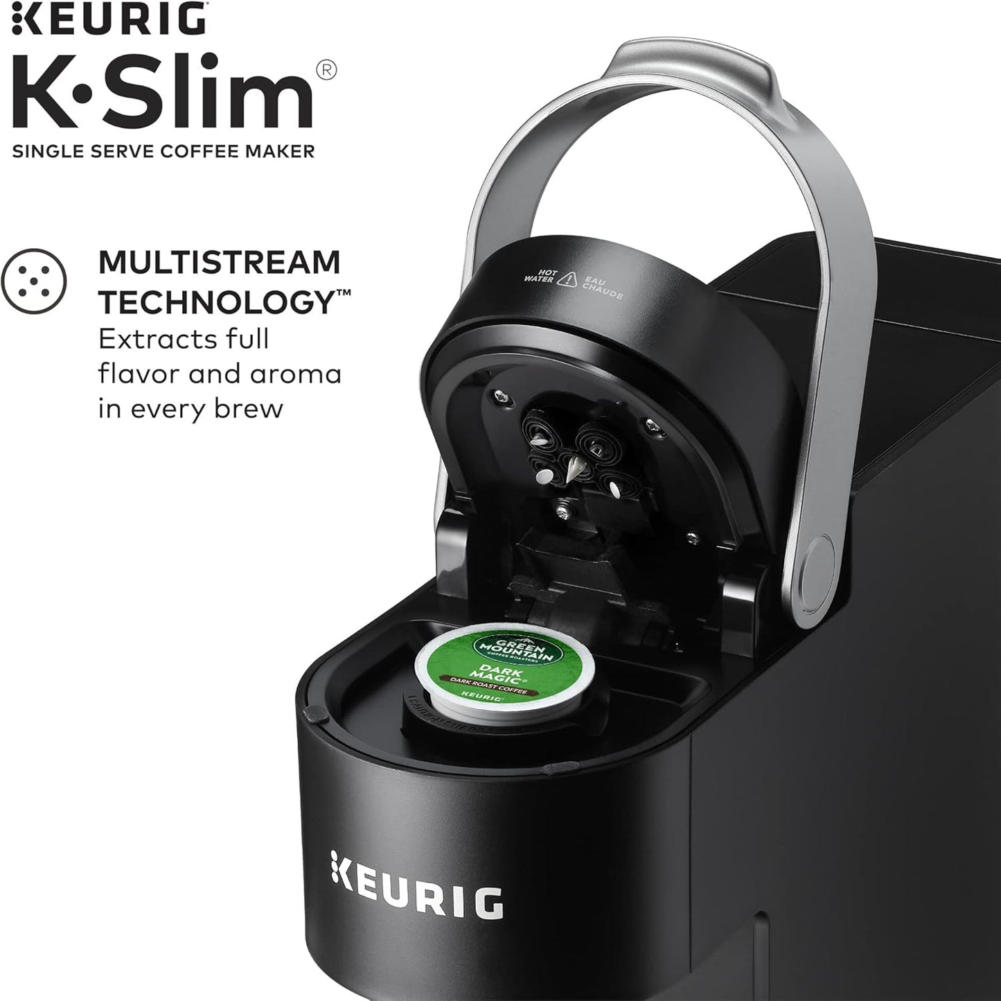 Keurig K-Slim Single Serve K-Cup Pod Coffee Maker, Multistream Technology, 3 Brew Sizes, Slim and Sleek Design, 46oz Removable Reservoir, Black