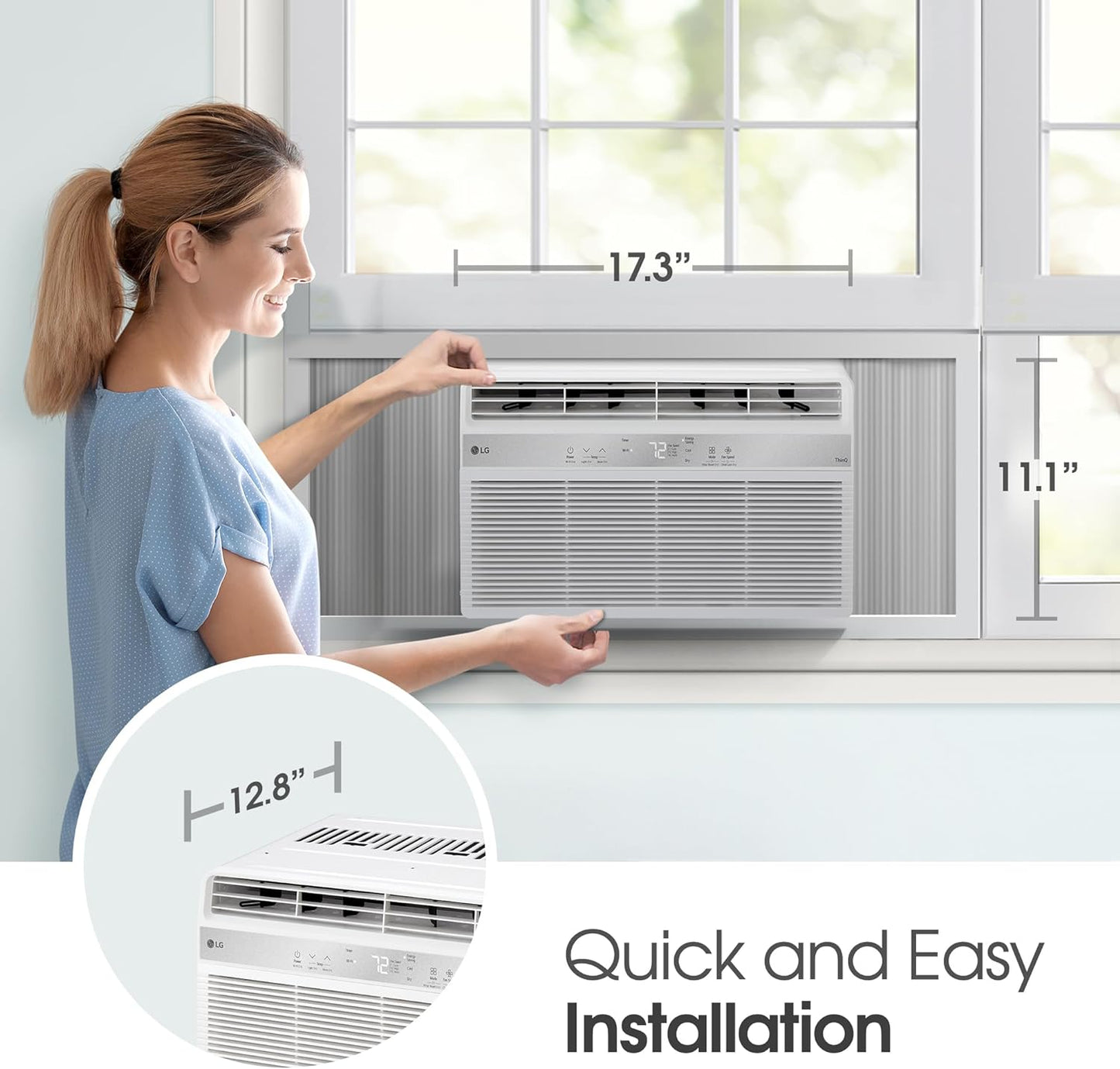 LG LW6024RSMX Window Air Conditioner, Wi-Fi Enabled w/Remote, for Small Room (260 Sq.Ft.), Quiet Operation, 115V, 6,000 BTU, White