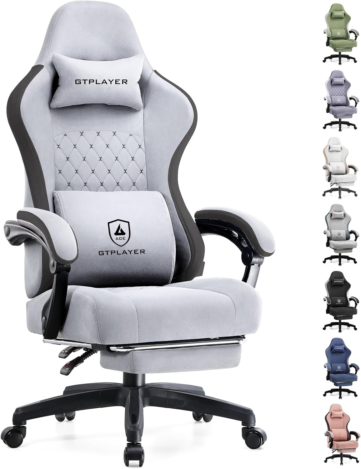 GTPLAYER Gaming Chair, Computer Office Chair with Pocket Spring Cushion, Linkage Armrests and Footrest, High Back Ergonomic Computer Chair with Lumbar Support Task Chair with Footrest(Black)