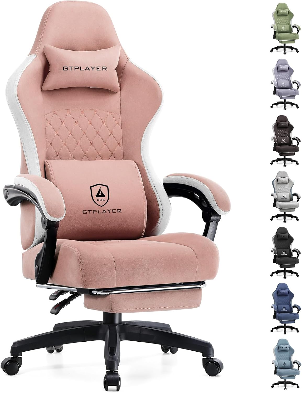GTPLAYER Gaming Chair, Computer Office Chair with Pocket Spring Cushion, Linkage Armrests and Footrest, High Back Ergonomic Computer Chair with Lumbar Support Task Chair with Footrest(Black)