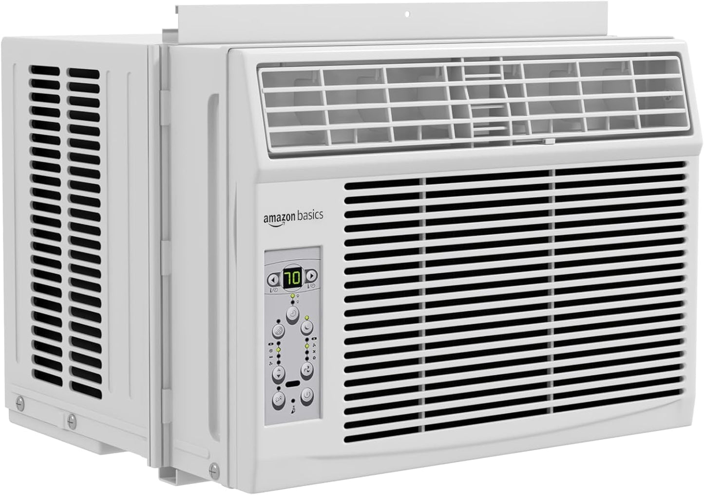 Amazon Basics 5000-BTU Small Window Air Conditioner, Up to 150 Sqf, Window AC Units with Cool and Fan Functions, Washable Filter, Adjustable Window Kit, Intuitive Mechanical Controls, White