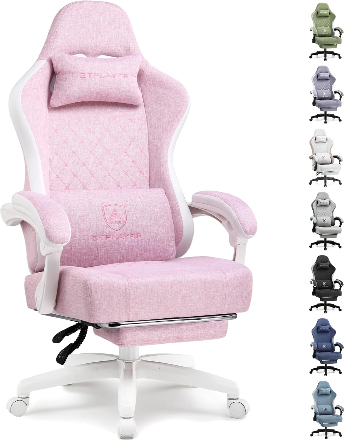 GTPLAYER Gaming Chair, Computer Office Chair with Pocket Spring Cushion, Linkage Armrests and Footrest, High Back Ergonomic Computer Chair with Lumbar Support Task Chair with Footrest(Black)