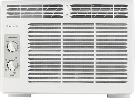 Frigidaire 5,000 BTU Window-Mounted Air Conditioner, Cools Up to 250 Sq. Ft., Quiet Operation, Effortless Temperature Control, 2 Fan Speeds, Auto Restart, White