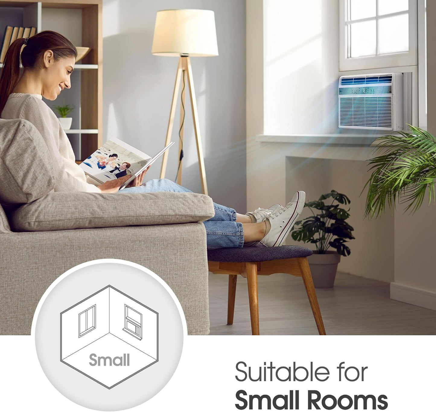 LG LW6024RSMX Window Air Conditioner, Wi-Fi Enabled w/Remote, for Small Room (260 Sq.Ft.), Quiet Operation, 115V, 6,000 BTU, White