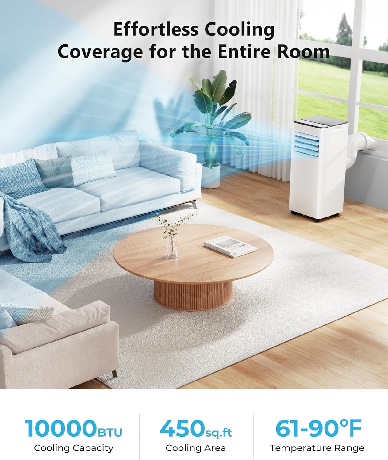 EUHOMY 8,000 BTU Portable Air Conditioners, 4-in-1 Portable AC Unit Up to 350 Sq.Ft, 4 Modes Quiet Air Conditioner with Remote Control, Cool, Fan, Dehumidifier, 24H Timer, Bedroom, Office, Apartments